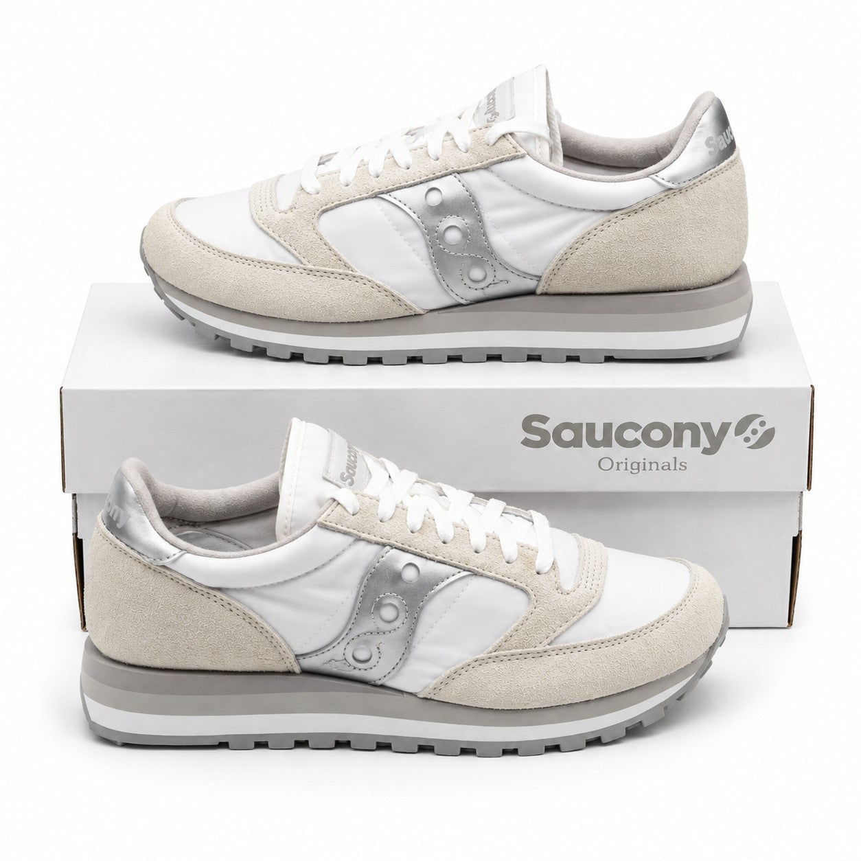 Saucony Jazz Triple S60530-16 White Silver Retro Sneakers Women's Size 9.5