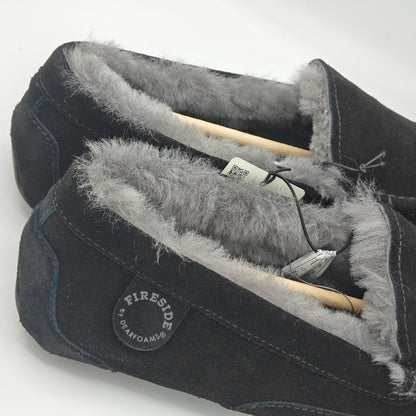 Fireside By Dearfoams Men's Melbourne Genuine Shearling Moccasin Black