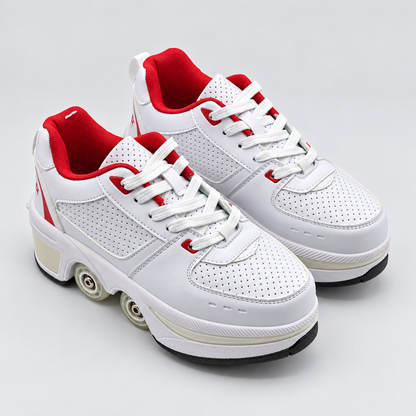 YOUSIOI 001 Roller Skate Shoes Womens US 6.5 EU 36 White Red Retractable Quad