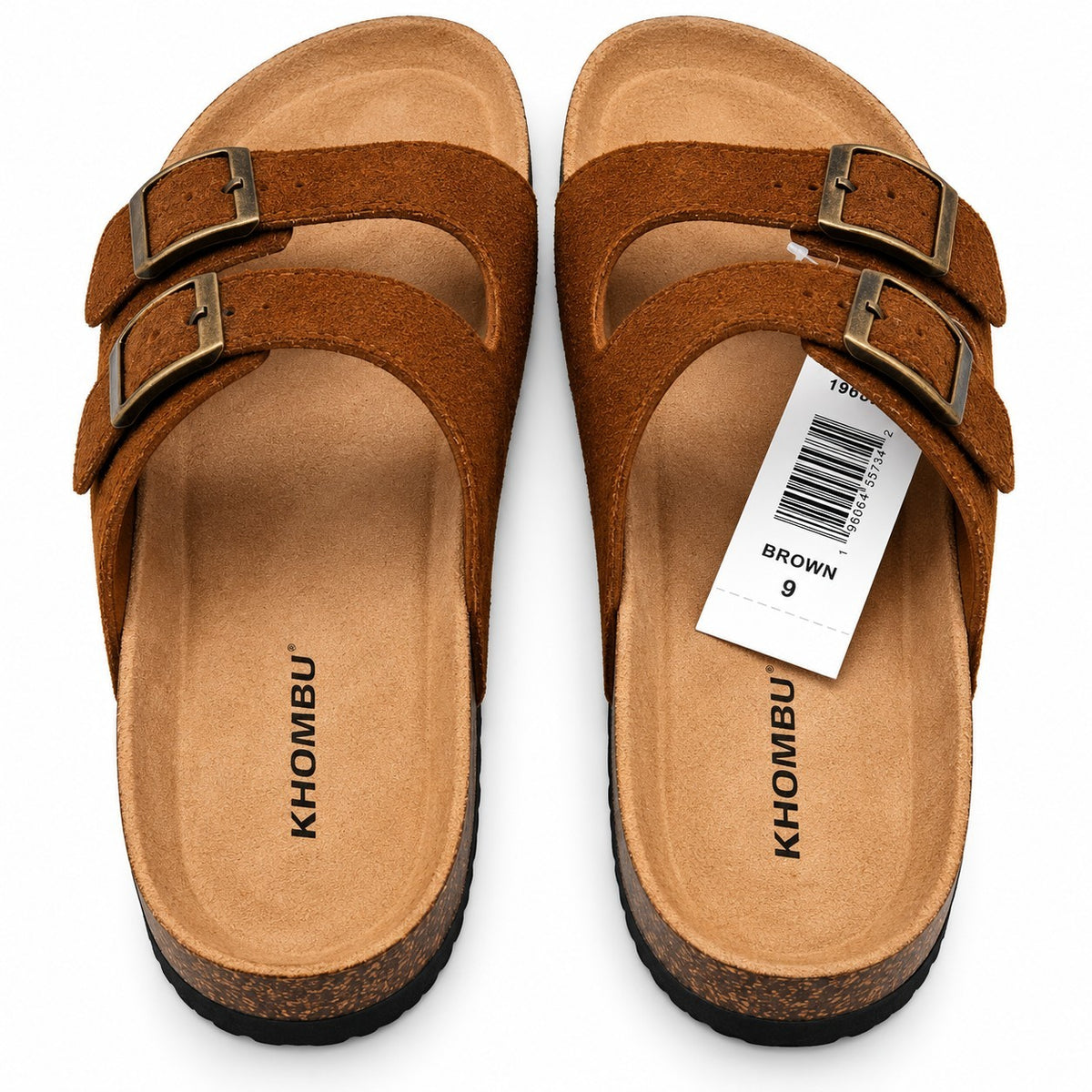 Khombu Ashville Women's Brown Suede Double Buckle Slide Sandals Pick Size