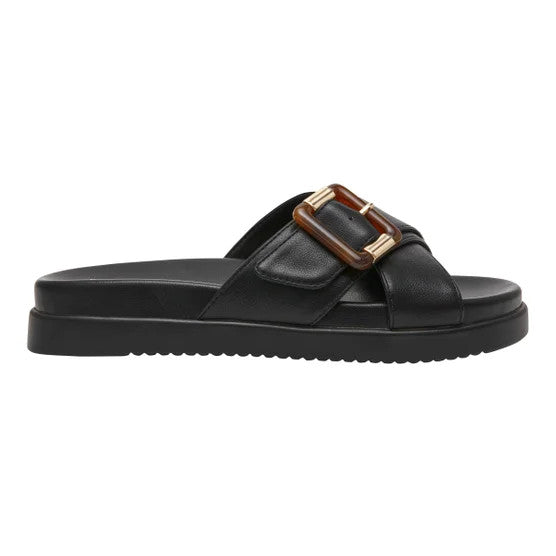 DV by Dolce Vita Usha Womens Black Buckle Slide Sandals Open Toe Shoes Pick Size