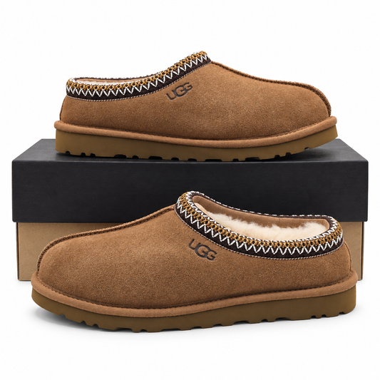UGG Tasman II Mens 7 Chestnut Suede Sheepskin Lined Slip On Slippers 1174671
