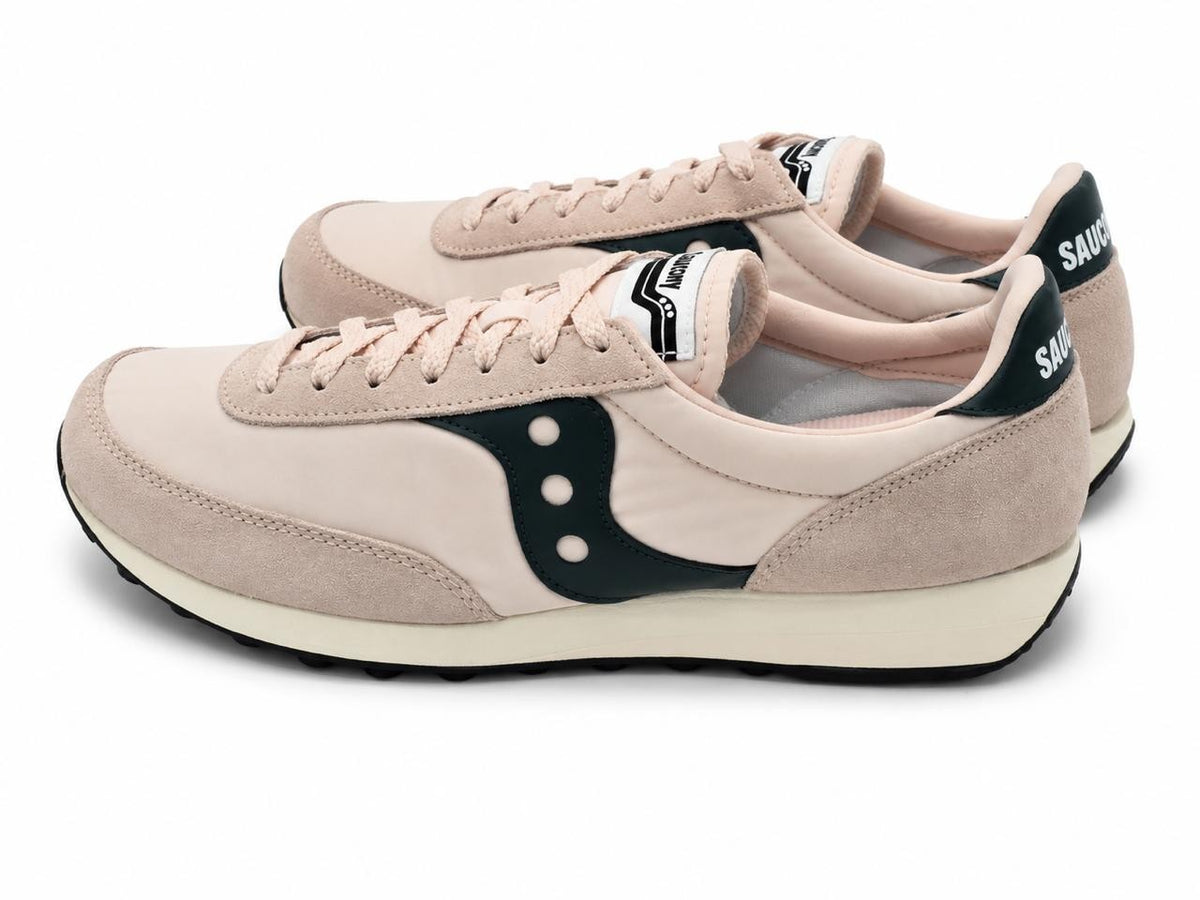 Saucony Trainer 80 Men's 11 Women's 12.5 Pink Green Suede Retro Casual Sneakers