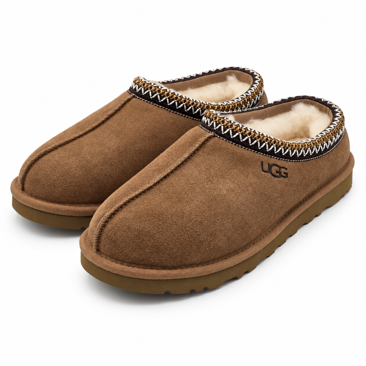UGG Tasman II Mens 7 Chestnut Suede Sheepskin Lined Slip On Slippers 1174671