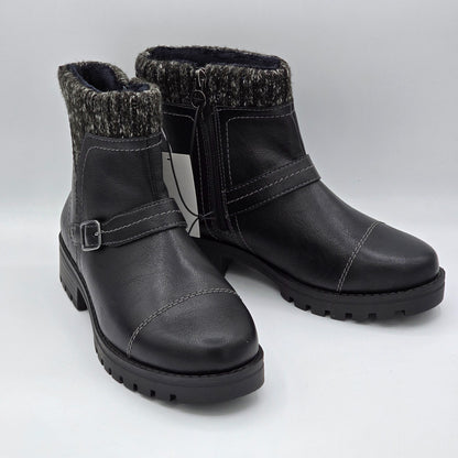 JSport Womens Violet Black Boots with Knit Cuff and Memory Foam Comfort