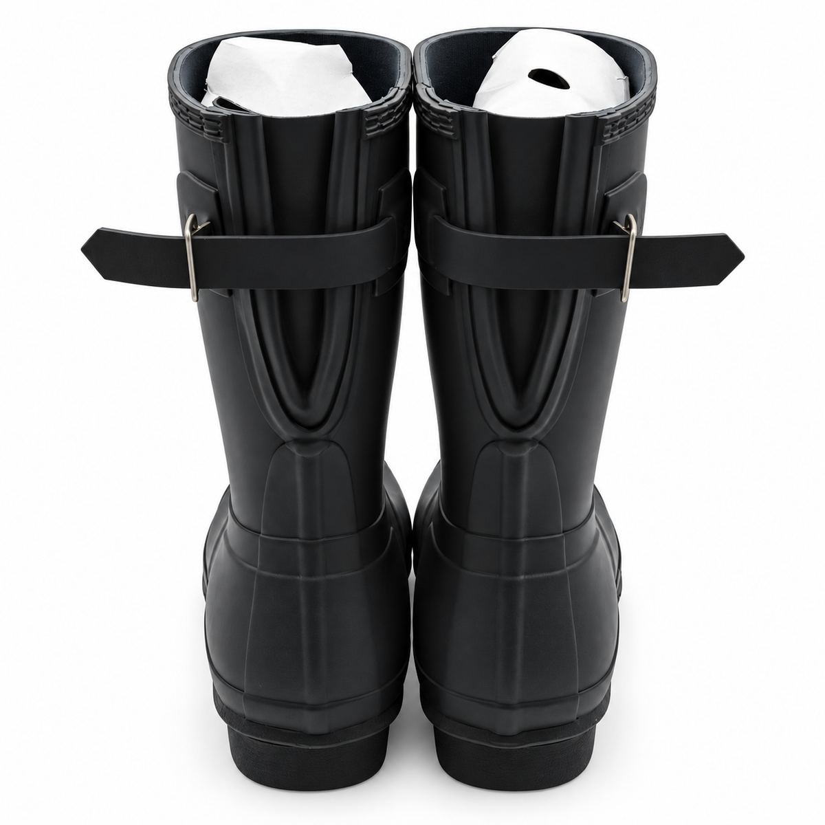 Hunter Original Back Adjustable Short Rain Boots Womens 7 Black Waterproof Matte