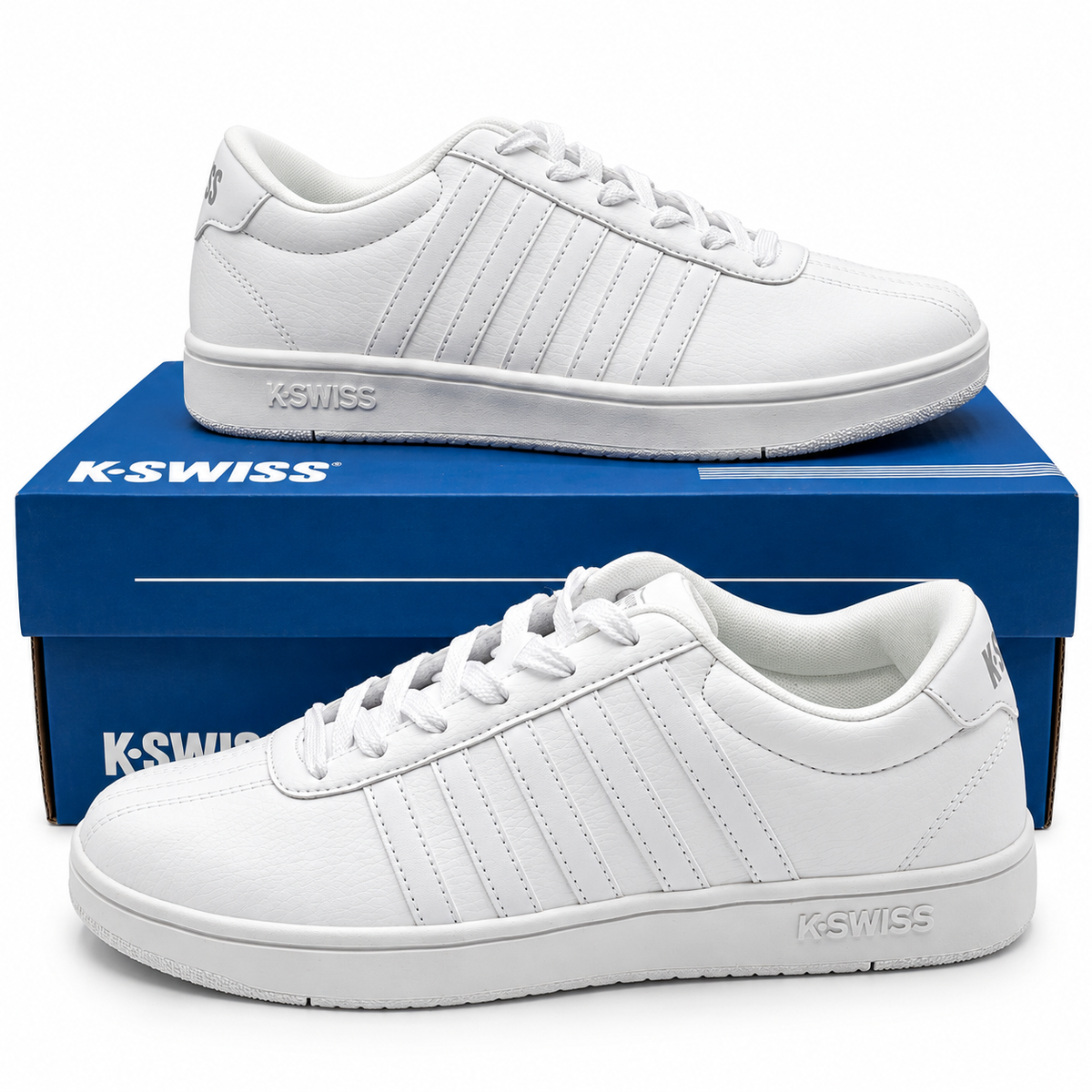 K-Swiss Court Open Stripes Womens White Low Top Lace Up Sneakers Pick Size