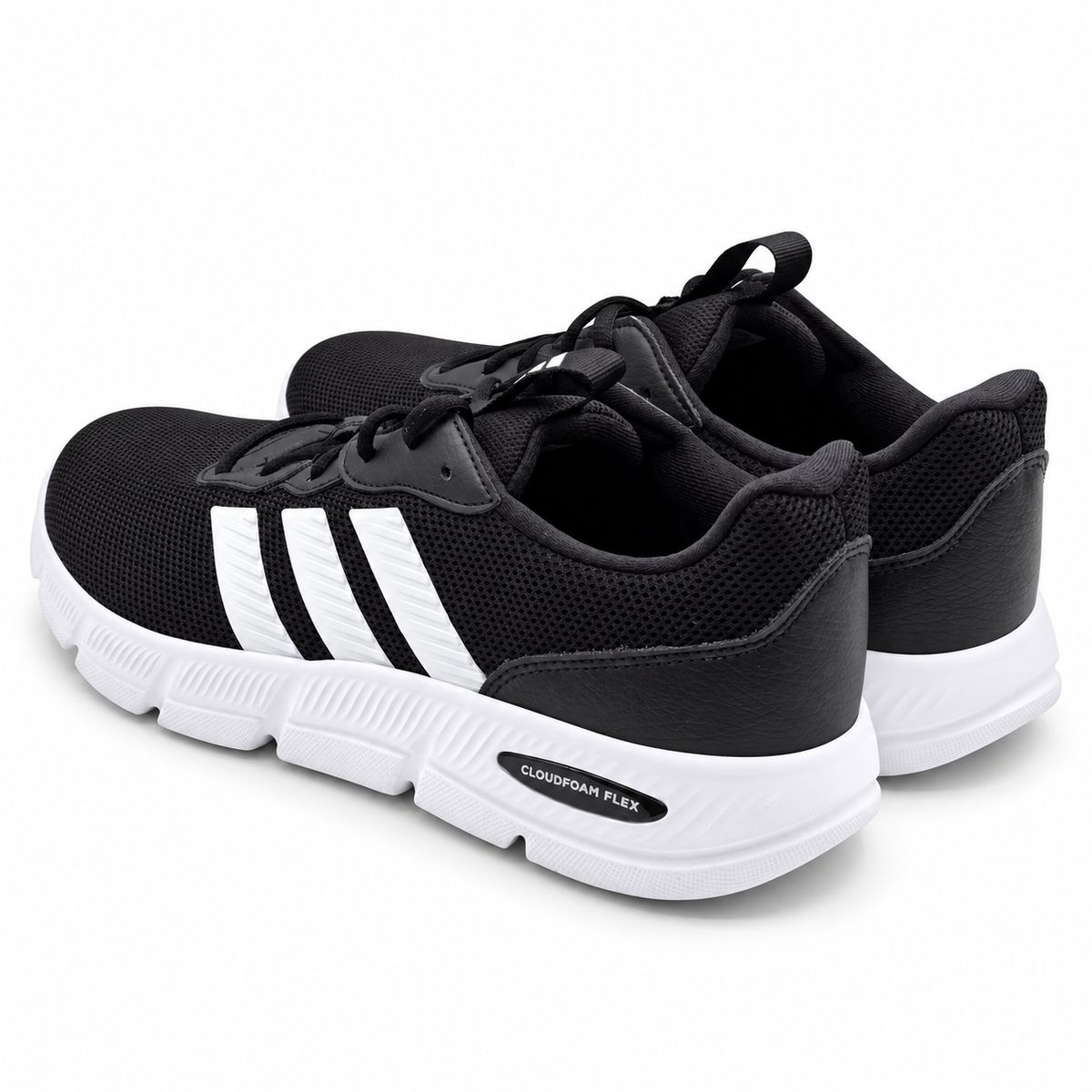 adidas Cloudfoam Flex Laces Mens Wide Black White Walking Shoes HQ4854 Pick Size