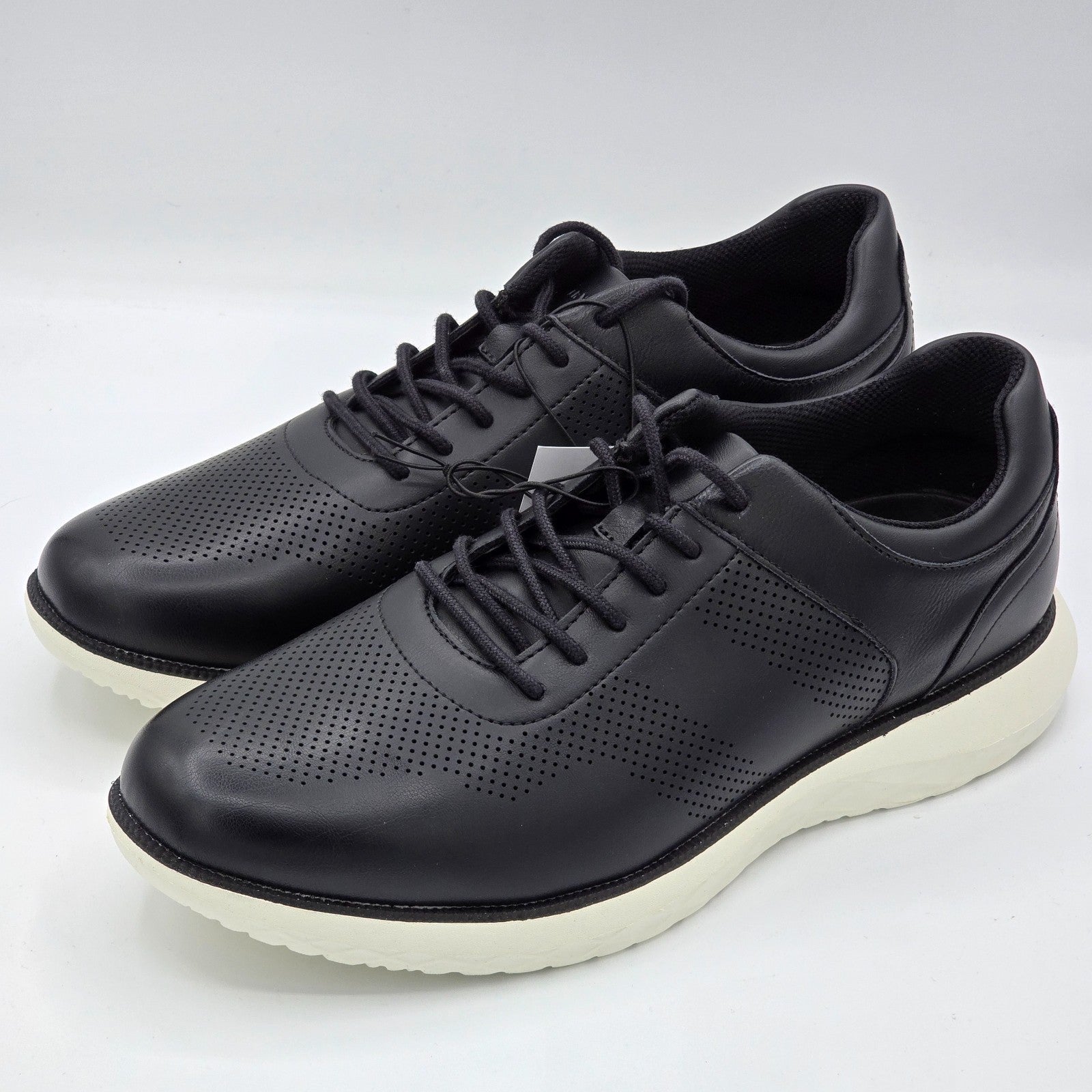 Perry Ellis Mens Portfolio Ultra Foam Casual Sneakers Black / Brown Leather