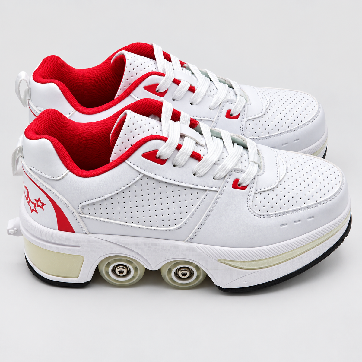 YOUSIOI 001 Roller Skate Shoes Womens US 6.5 EU 36 White Red Retractable Quad