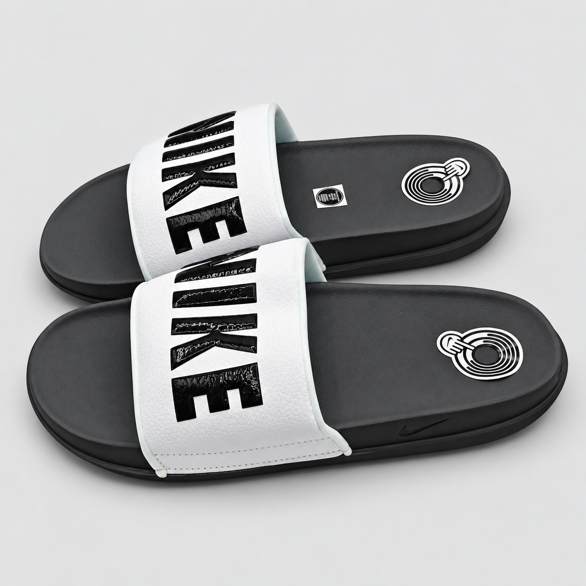 Nike Offcourt Mens Slides Size 9 Dark Grey Black White Foam Sandals BQ4639-001