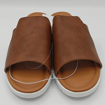 Chaps Slide Sandals Women's Brown Memory Foam Comfort Casual Slip On