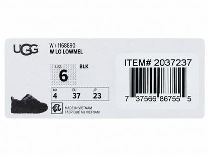 UGG Lo Lowmel Sneakers Womens 6 Black Suede Mesh Lace Up Low Top Shoes 1168890