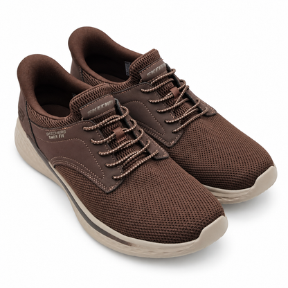 Skechers Swift Fit Mens Brown Hands Free Memory Foam Walking Sneakers Pick Size