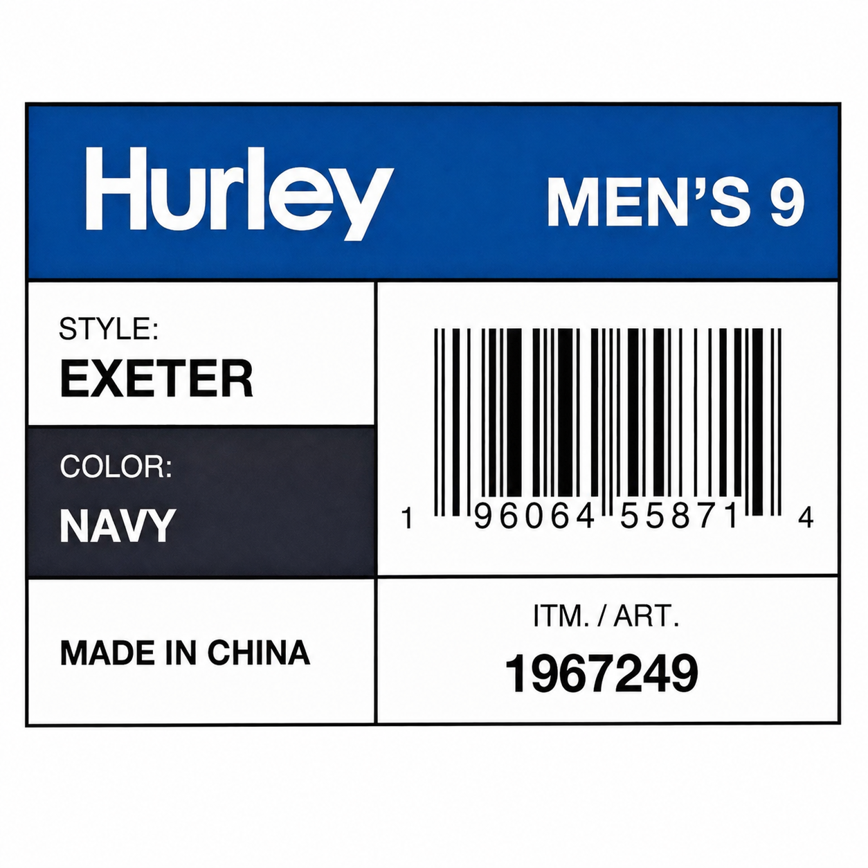 Hurley Exeter Men's Athletic Casual Shoe Breathable Sport Sneaker Navy Pick Size