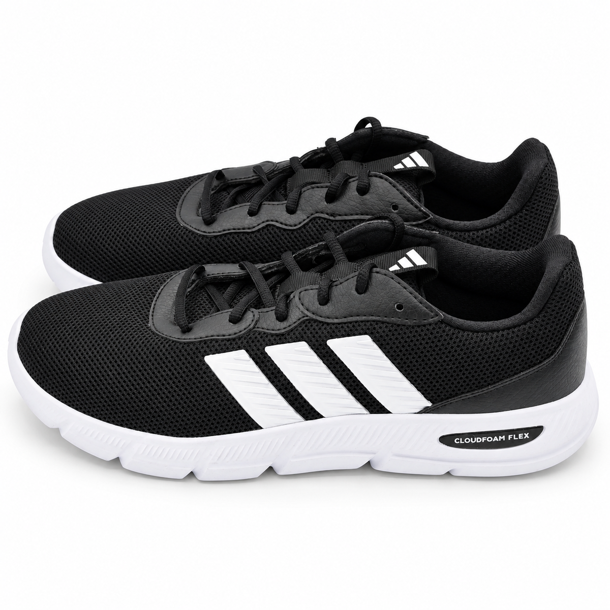 adidas Cloudfoam Flex Laces HQ4960 Womens Black White Walking Lifestyle Sneakers