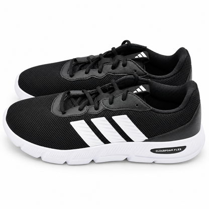 adidas Cloudfoam Flex Laces HQ4960 Womens Black White Walking Lifestyle Sneakers