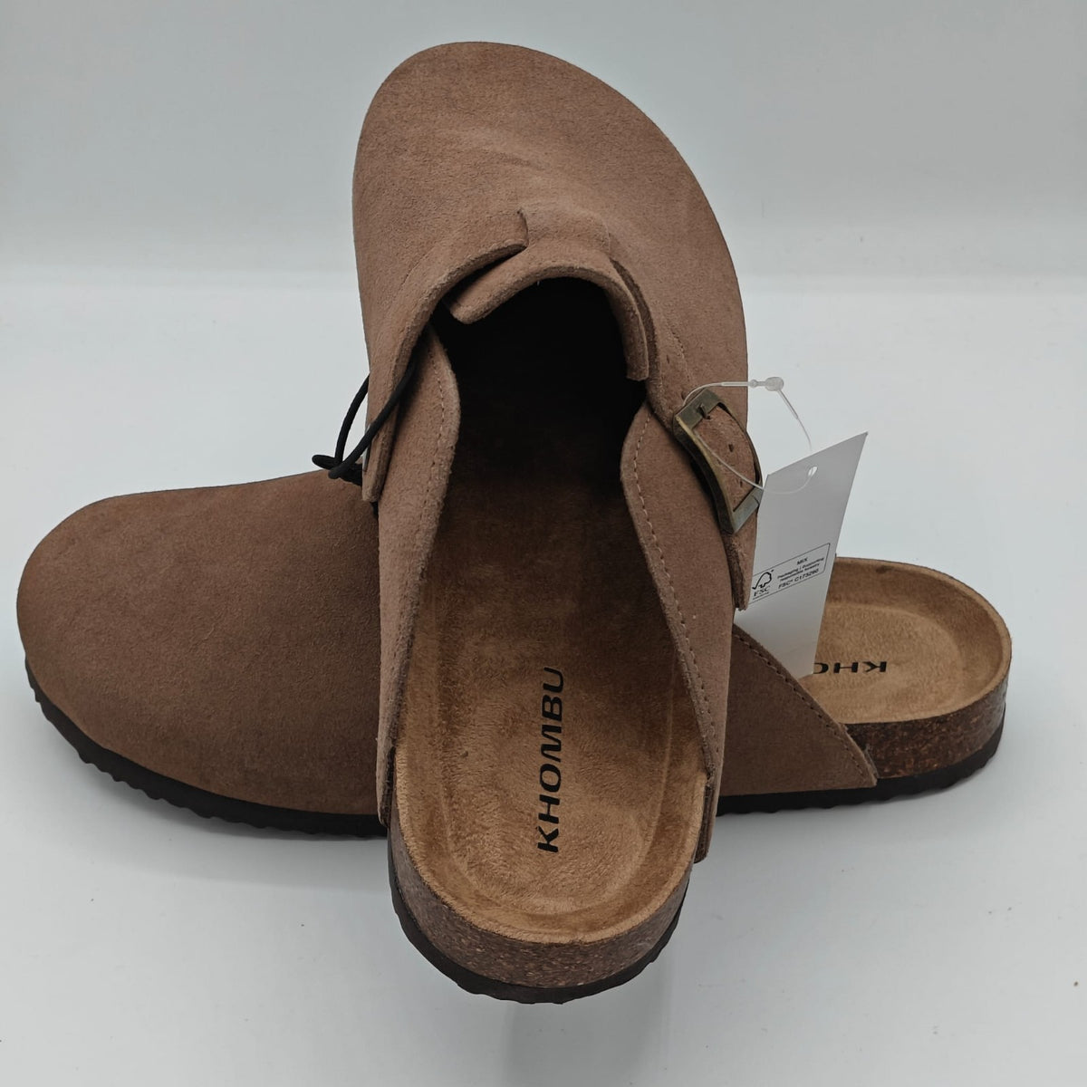 Khombu Damian Mule Slippers Men's Suede Clog Comfort Taup Boston Style Pick Size