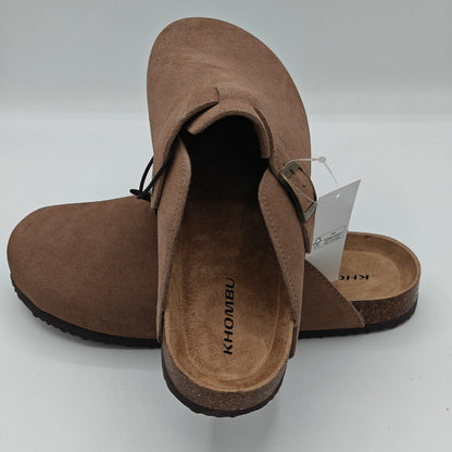 Khombu Damian Mule Slippers Men's Suede Clog Comfort Taup Boston Style Pick Size