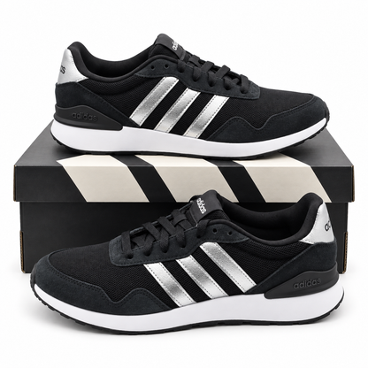 adidas Run 60s 4.0 Womens Black Silver Retro Suede Sneakers Pick Size JR6626