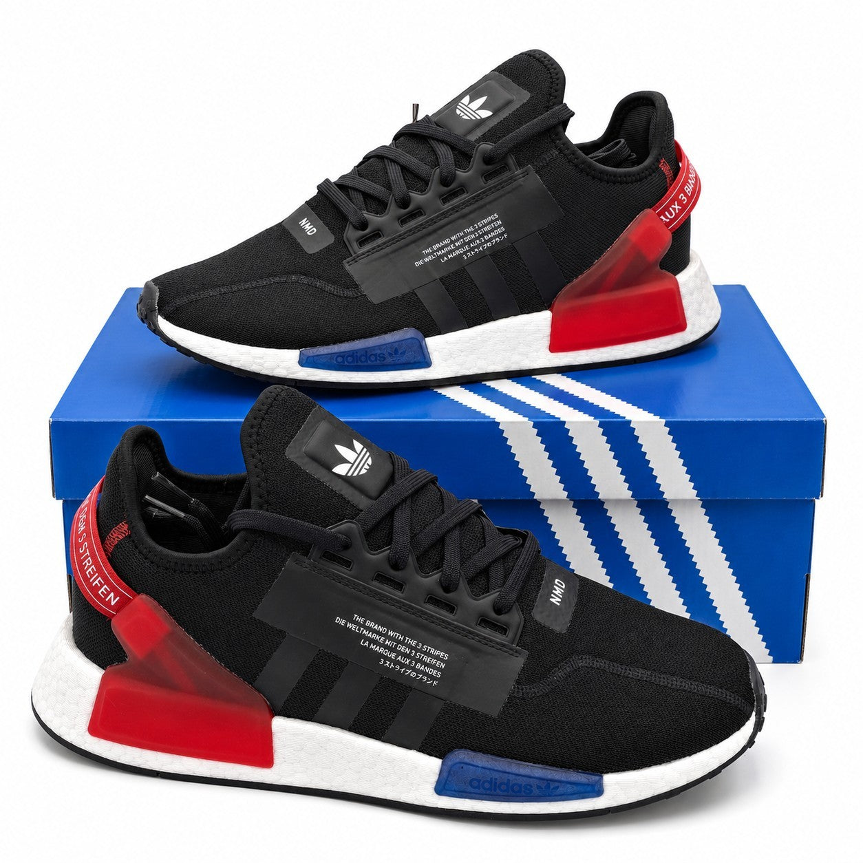 adidas NMD_R1.V2 Black Red Athletic Sneakers Textile Running Shoes Men's 11.5