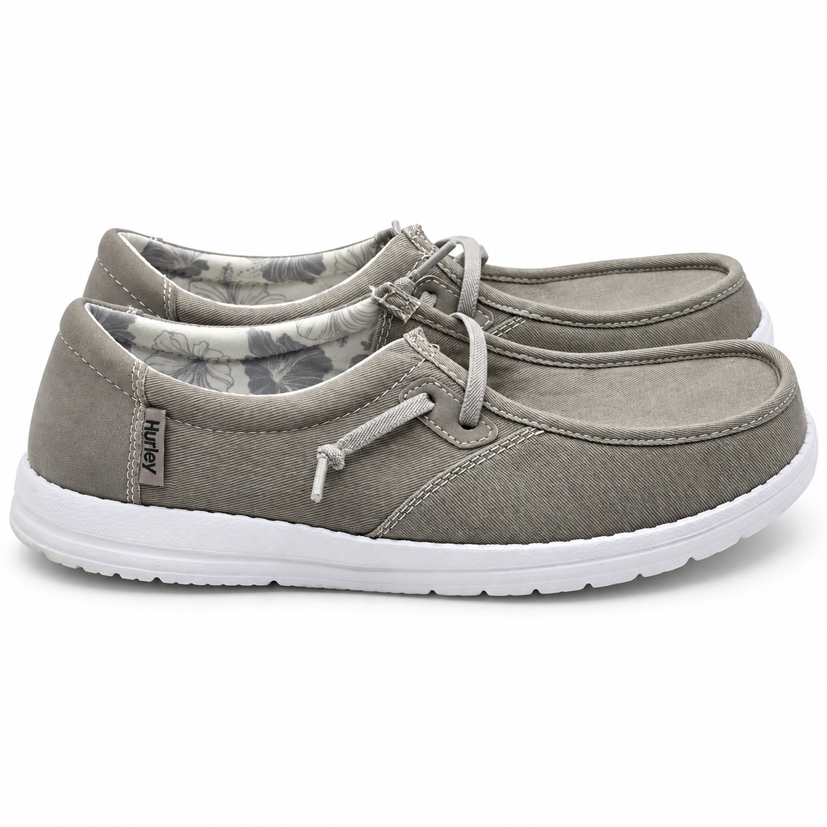 Hurley Ojai Womens 7.5 Light Gray Memory Foam Lightweight Casual Lace Up Shoes