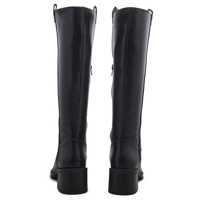Kensie Women's Naya Knee High Boots Sand Faux Leather Side Zip Block Heel
