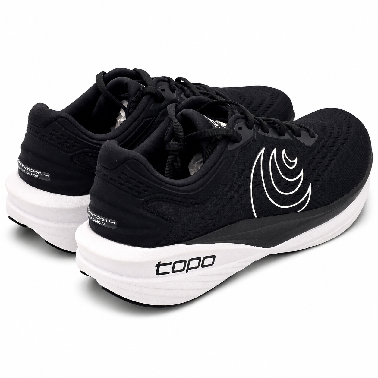 Topo Athletic Phantom 4 Men's Size 9 Black White Cushioned Running Shoes