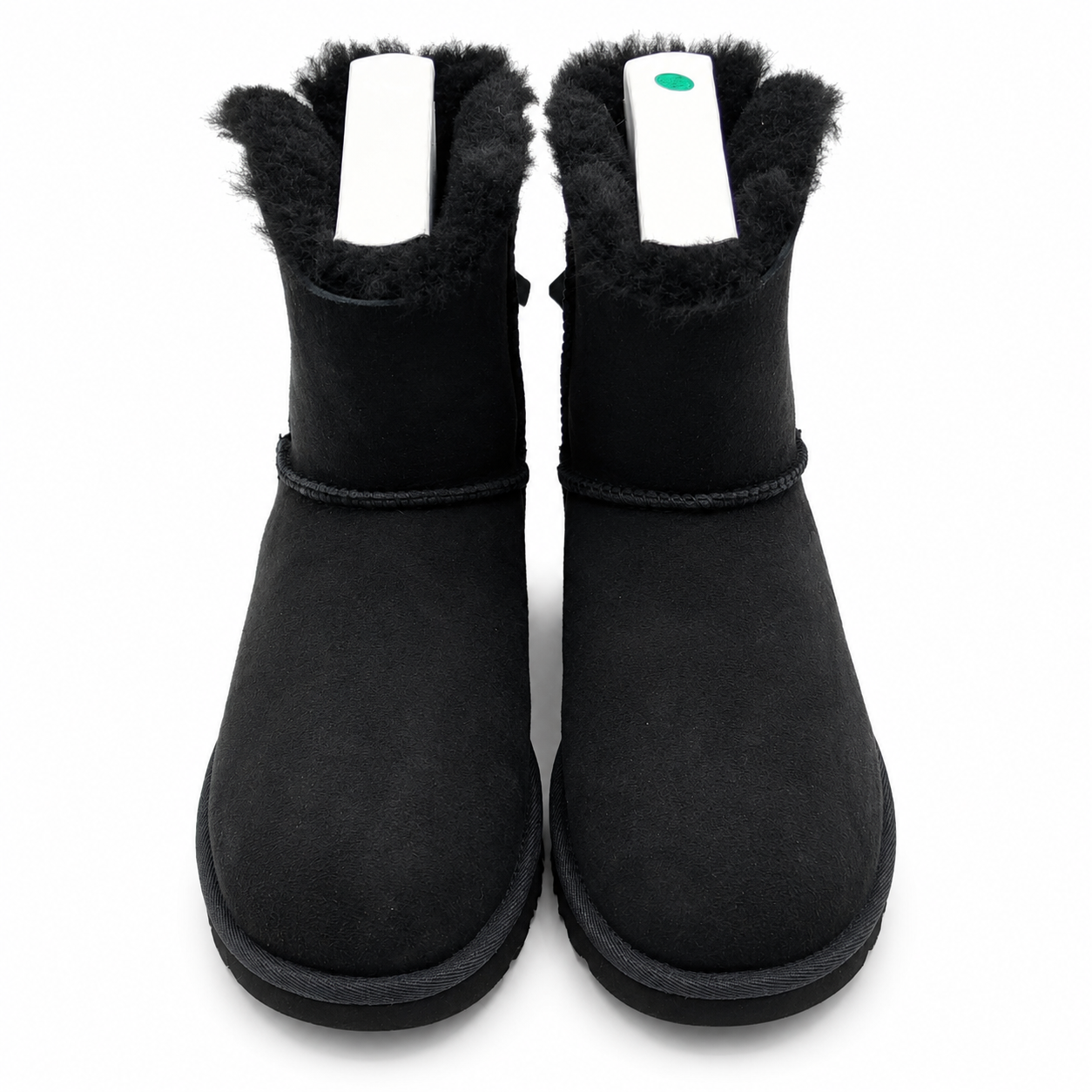 UGG Mini Bailey Bow II Women's 8 Black Sheepskin Suede Ankle Boots 1016501-BLK