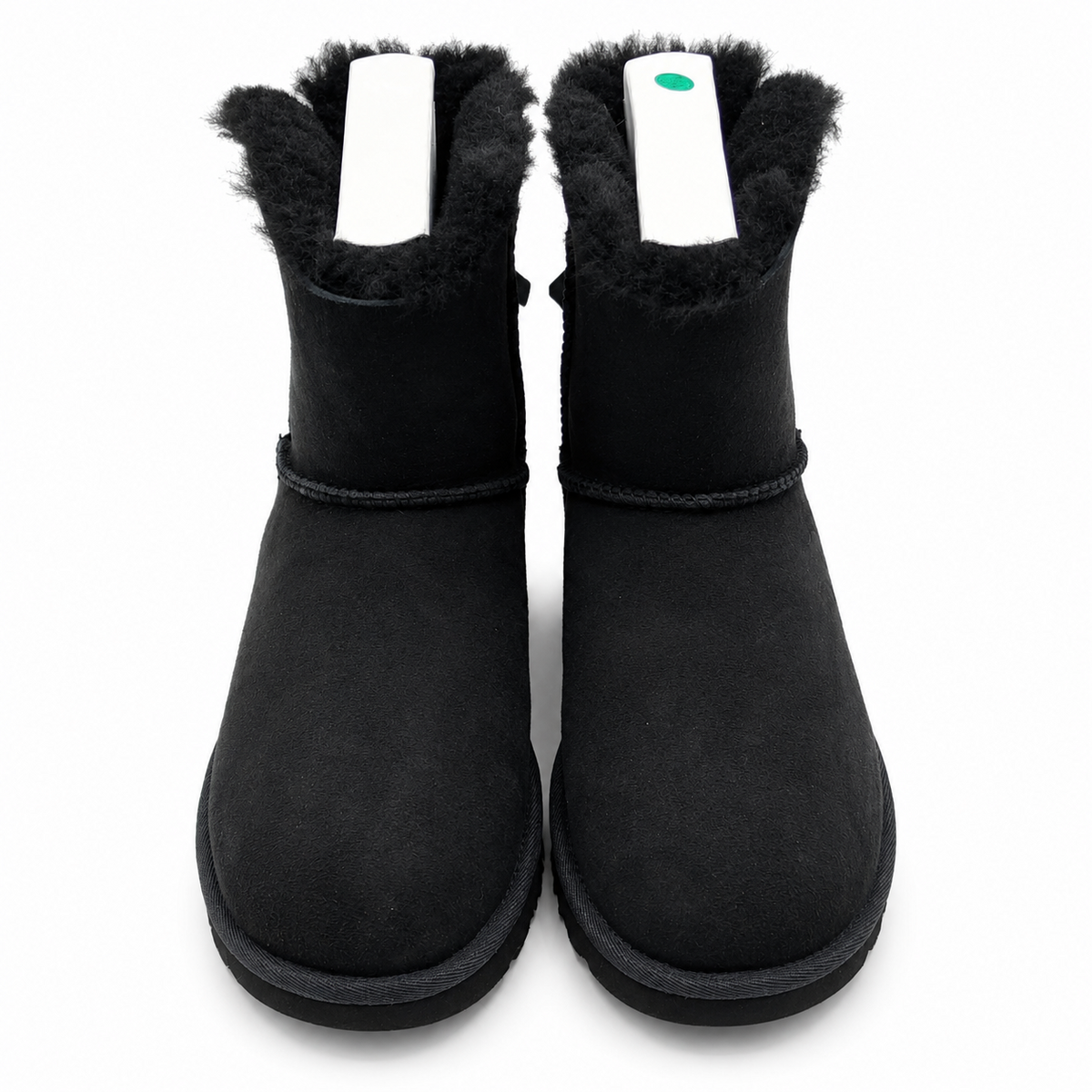 UGG Mini Bailey Bow II Women's 8 Black Sheepskin Suede Ankle Boots 1016501-BLK