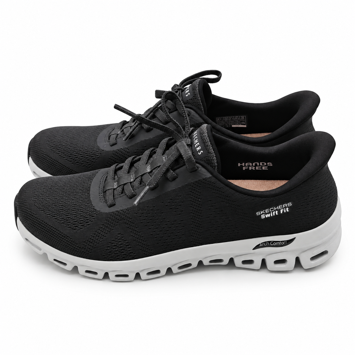 Skechers Swift Fit Womens Black Hands Free Glide-Step Walking Sneakers Pick Size