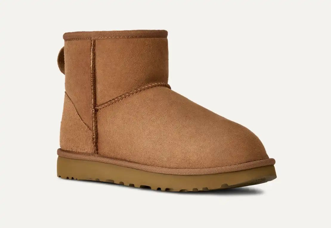 UGG Classic Mini II Chestnut Suede Sheepskin Ankle Boots Women's Size 7 1016222