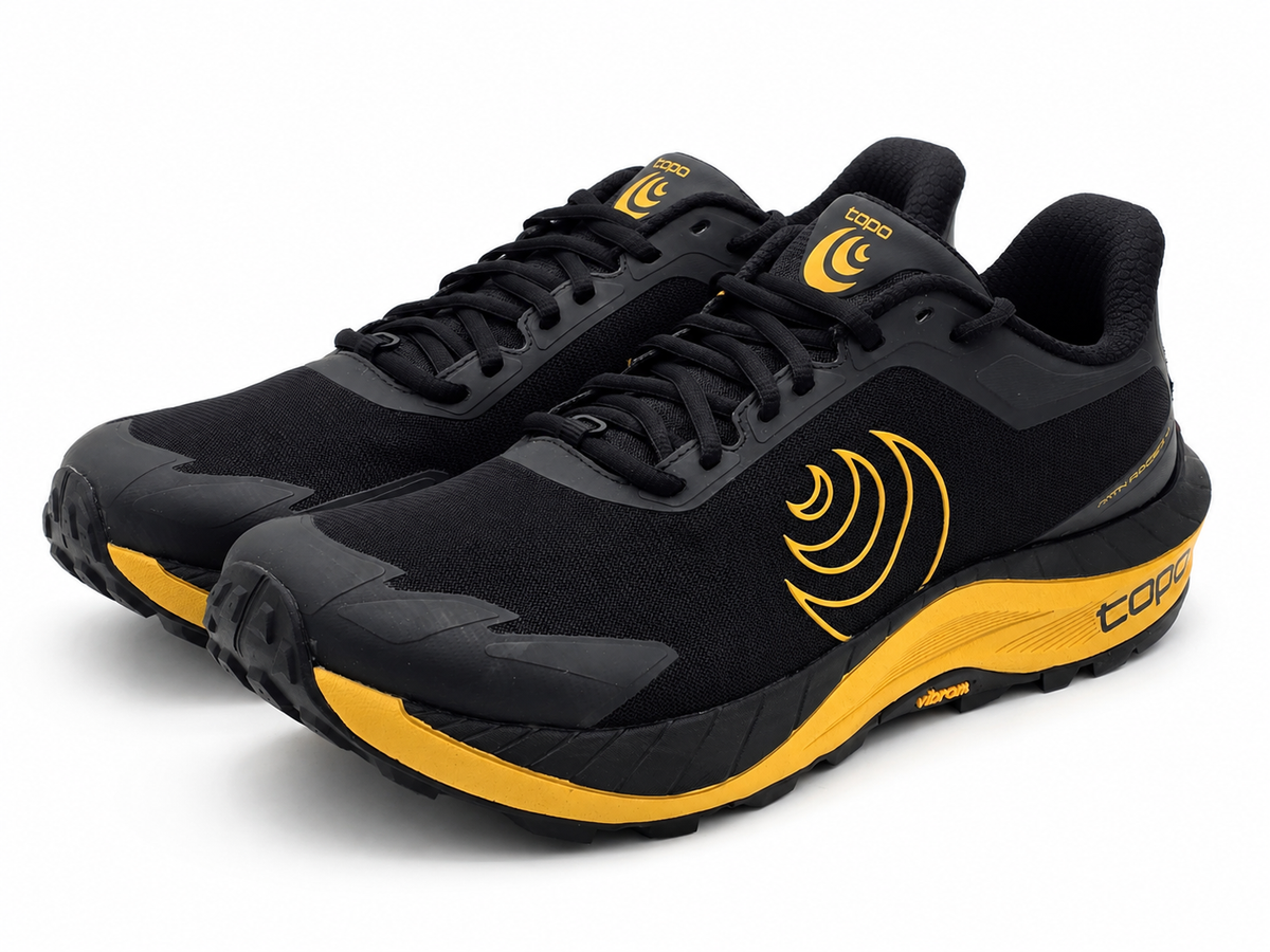Topo Athletic MTN Racer 4 Men's Trail Running Shoes Black Yellow Size 9