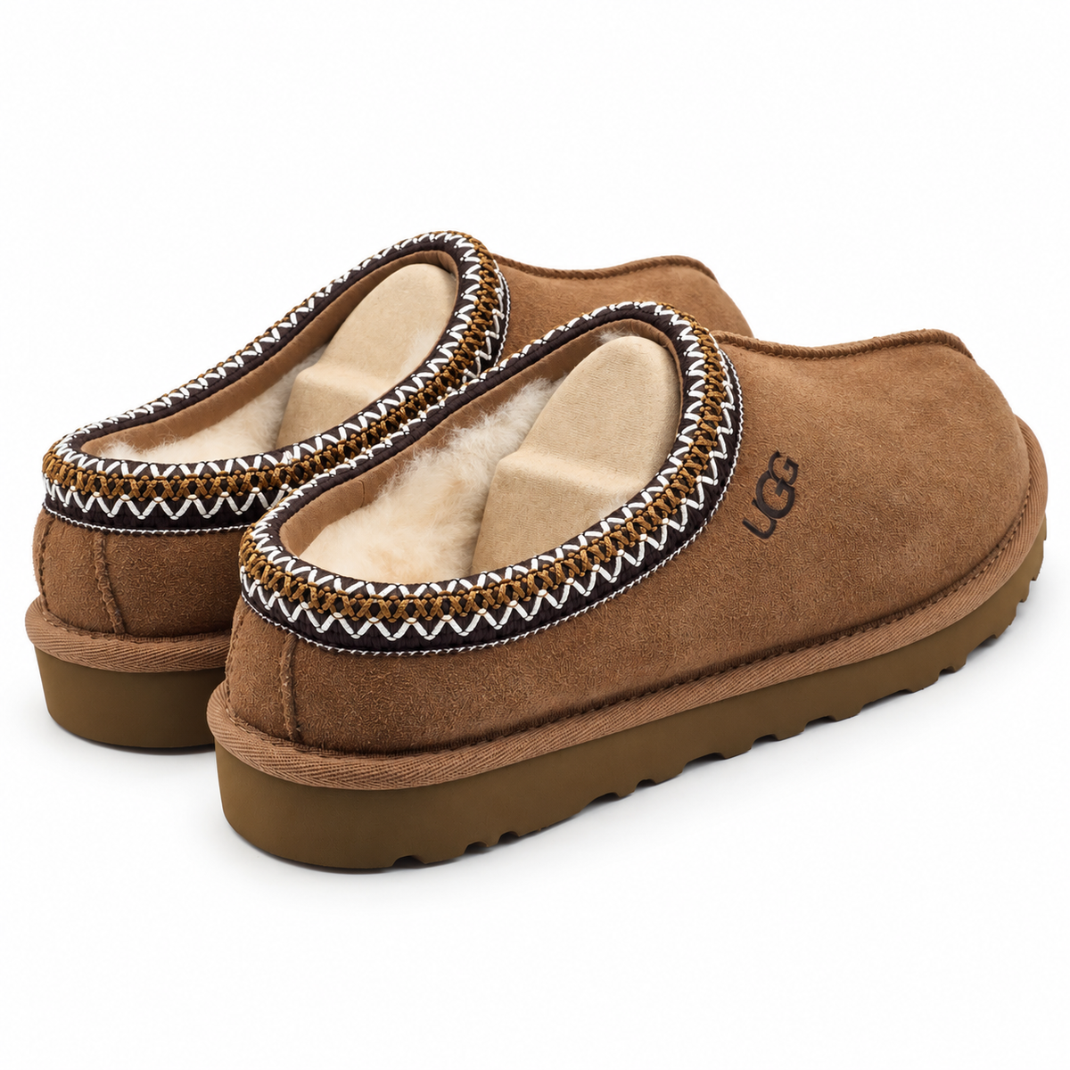 UGG Tasman II Mens 7 Chestnut Suede Sheepskin Lined Slip On Slippers 1174671