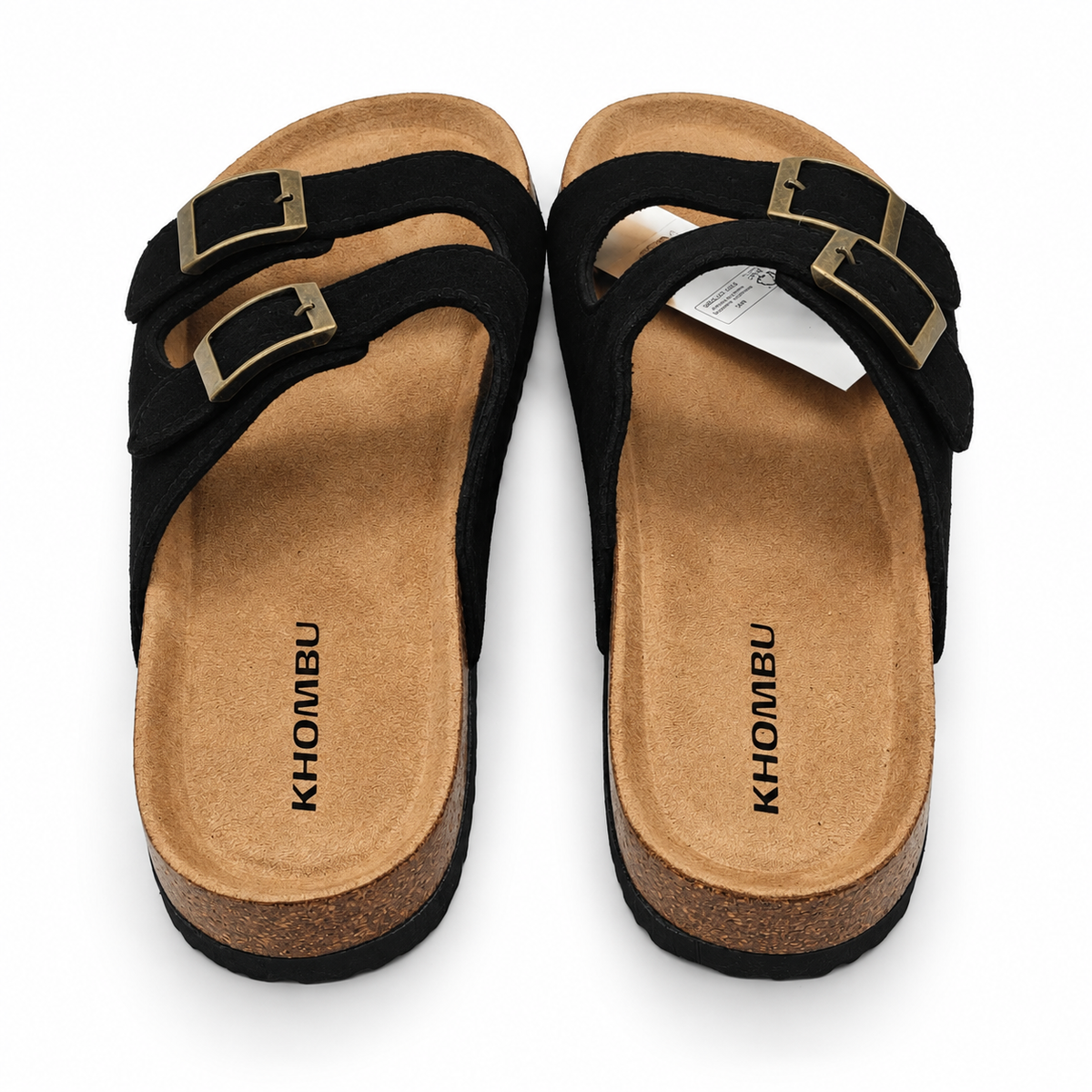 Khombu Ashville Women's Size 7 Black Suede Double Buckle Slide Sandals