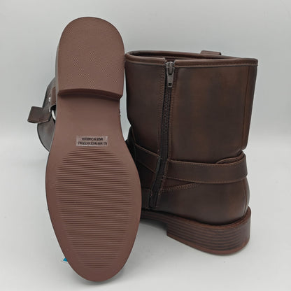 Dolce Vita Pondo Moto Biker Boots Women's  Harness Strap Side Zip Brown