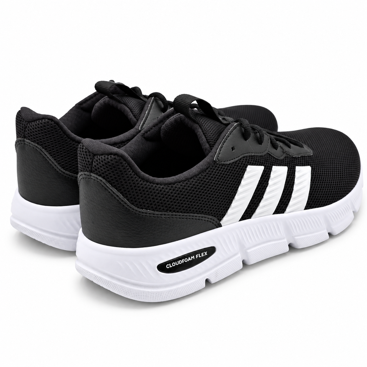 adidas Cloudfoam Flex Laces Mens Wide Black White Walking Shoes HQ4854 Pick Size
