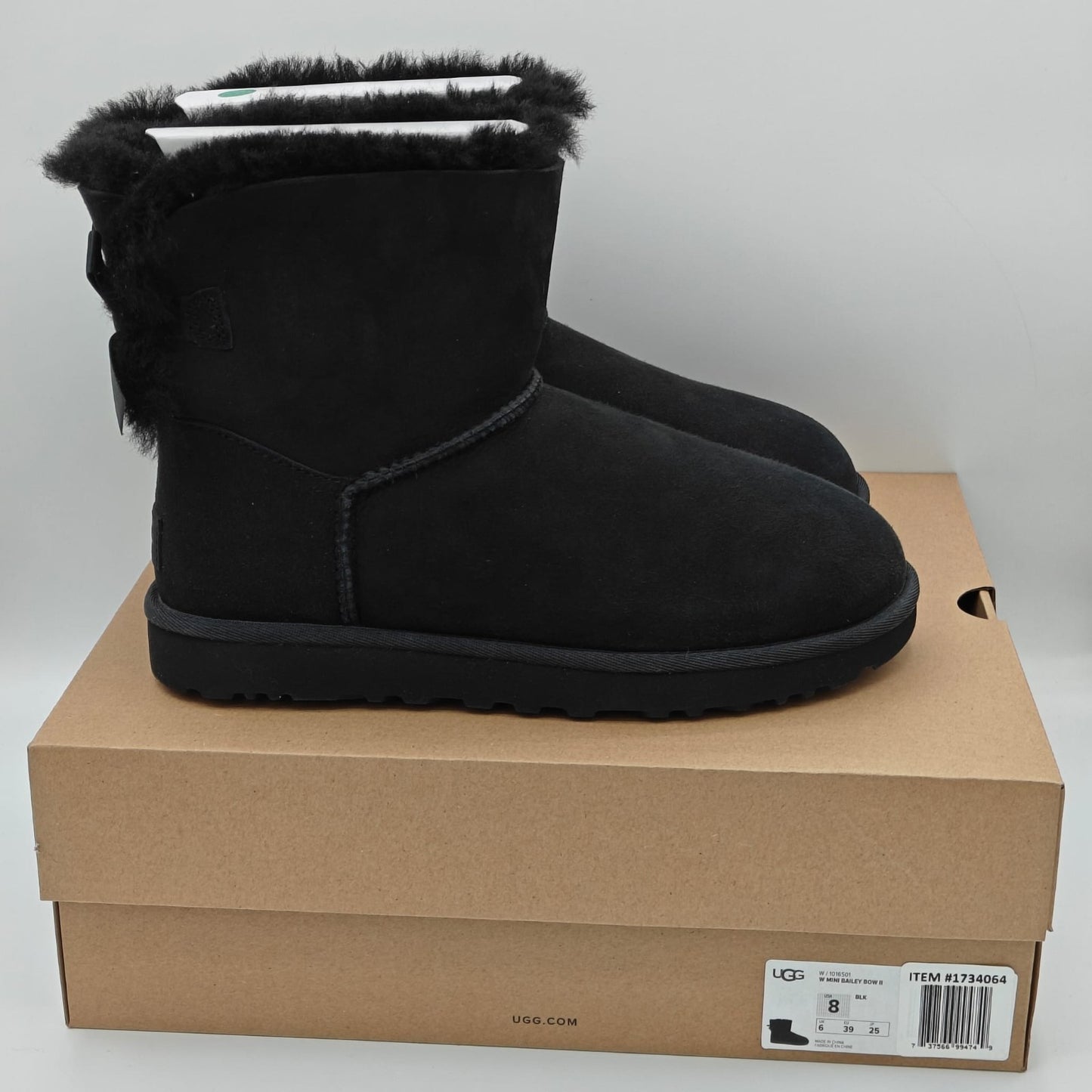 Authentic New UGG brand Women's Mini Bailey Bow II Black Soft Ankle Boots