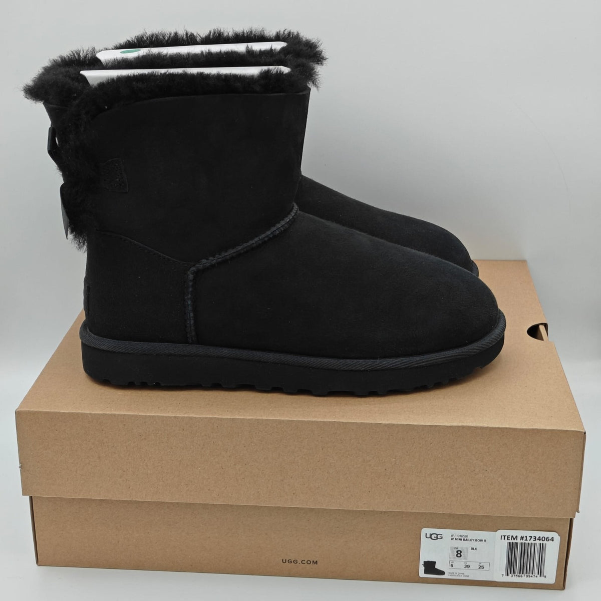 Authentic New UGG brand Women's Mini Bailey Bow II Black Soft Ankle Boots