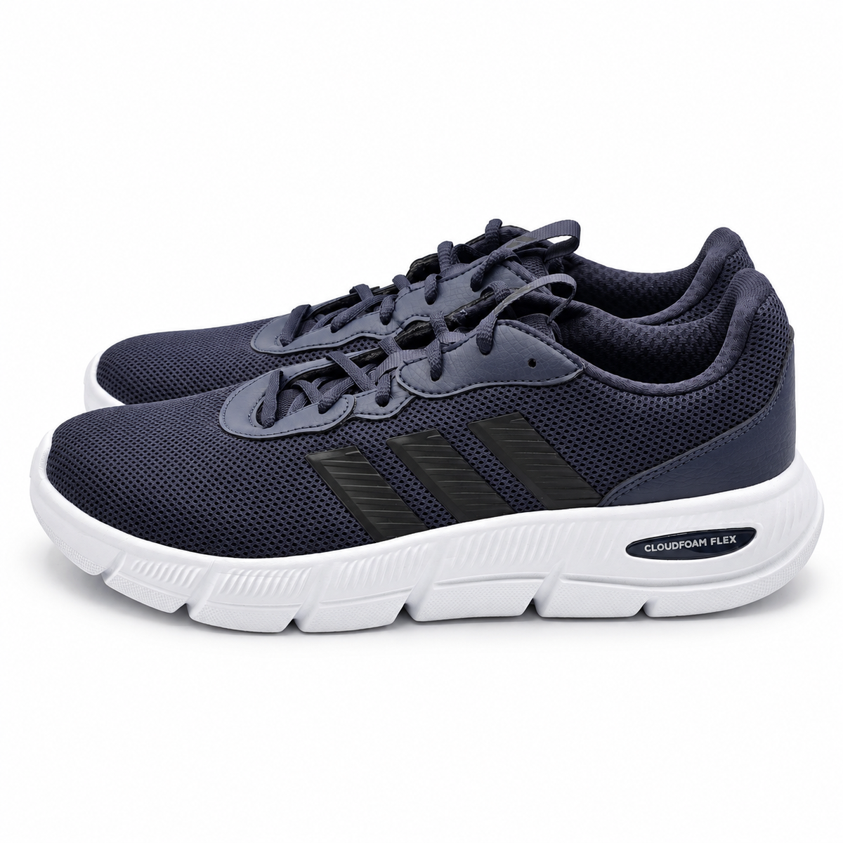adidas Cloudfoam Flex Laces Mens Wide Navy Walking Sneakers HQ4853 Pick Size