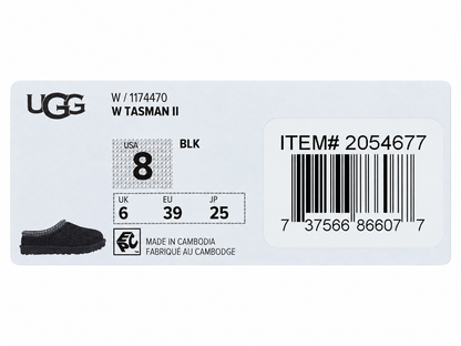 UGG Tasman II Womens 8 Black Suede Sheepskin Lined Slip On Slippers 1174470