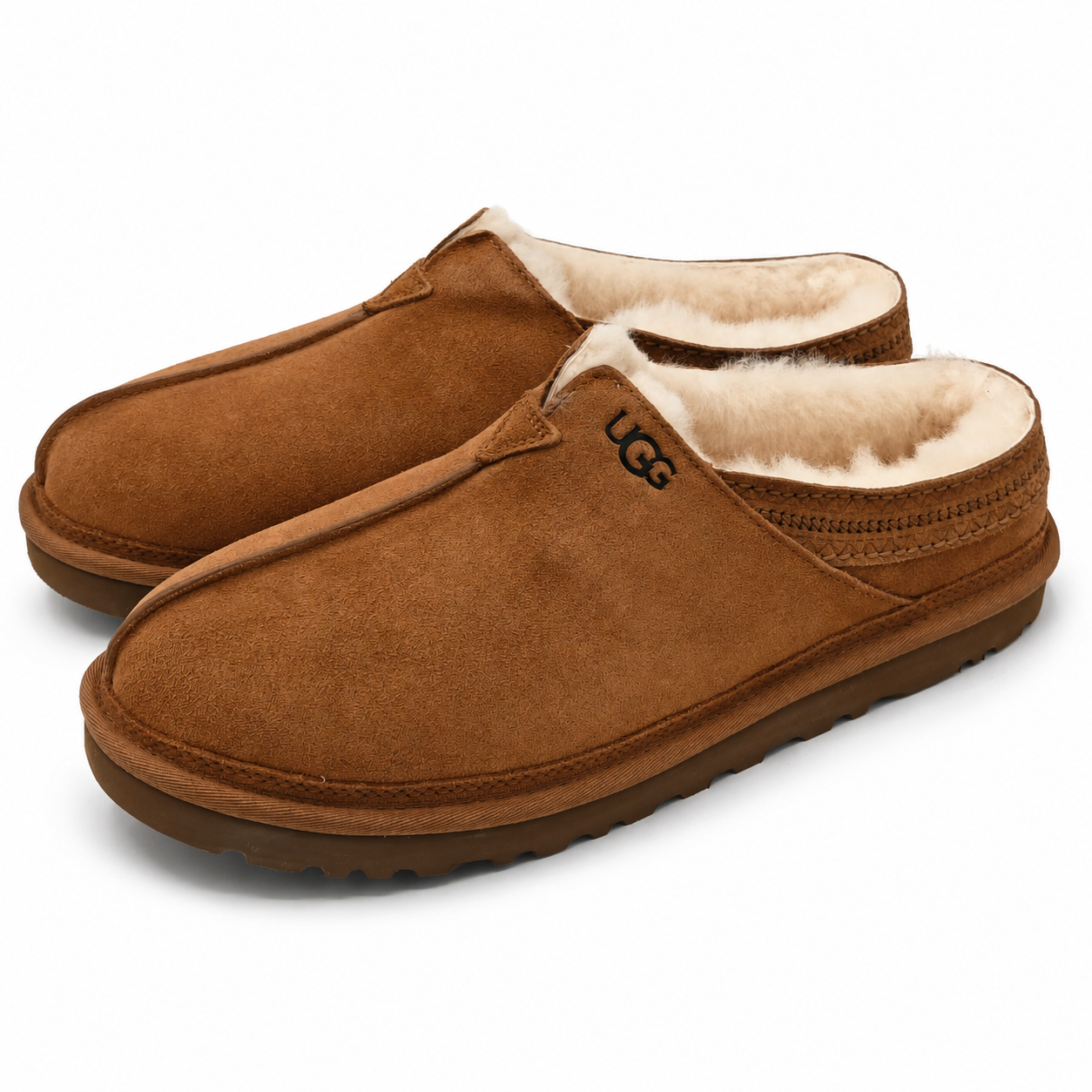 UGG Neuman Slippers Men's Sheepskin Suede Chestnut 1113631-CHE Size 12