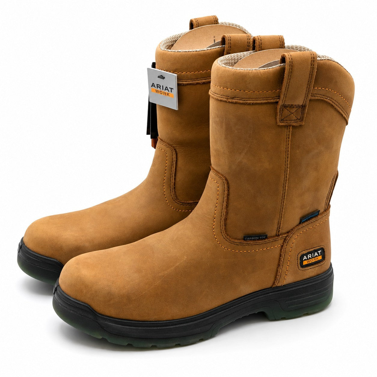 Ariat(R) Turbo Waterproof Carbon Toe Work Boots Men's 9 EE Wide Brown 10027328