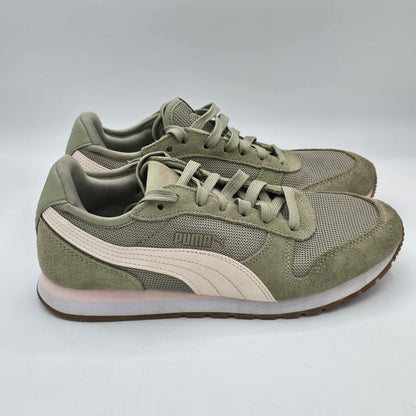 PUMA Women's Jogger Sneakers Green White Retro Casual Walking Shoes 7.5 407212