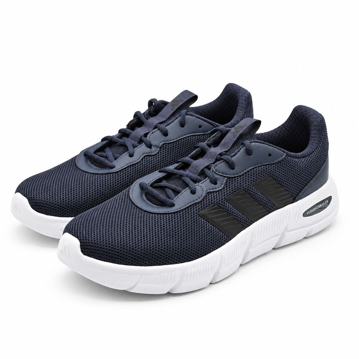 adidas Cloudfoam Flex Laces Mens Wide Navy Walking Sneakers HQ4853 Pick Size