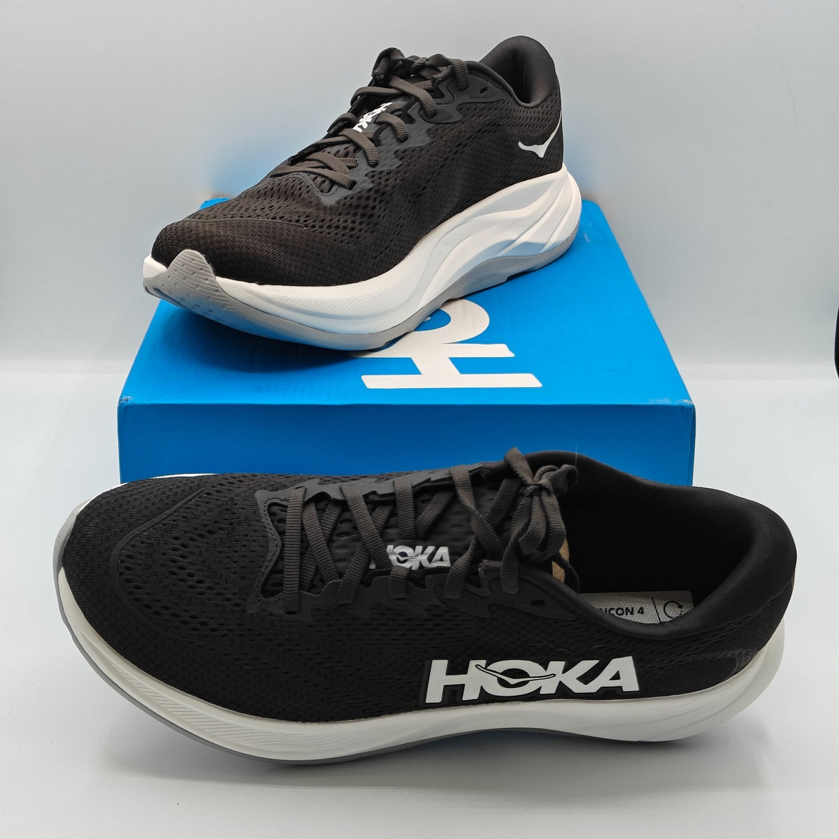 Hoka One Rincon 4 Black White Women 10B Athletic Running Shoe