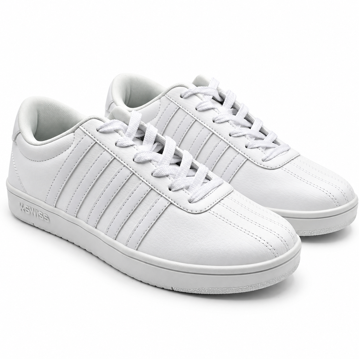 K-Swiss Court Open Stripes Womens White Low Top Lace Up Sneakers Pick Size