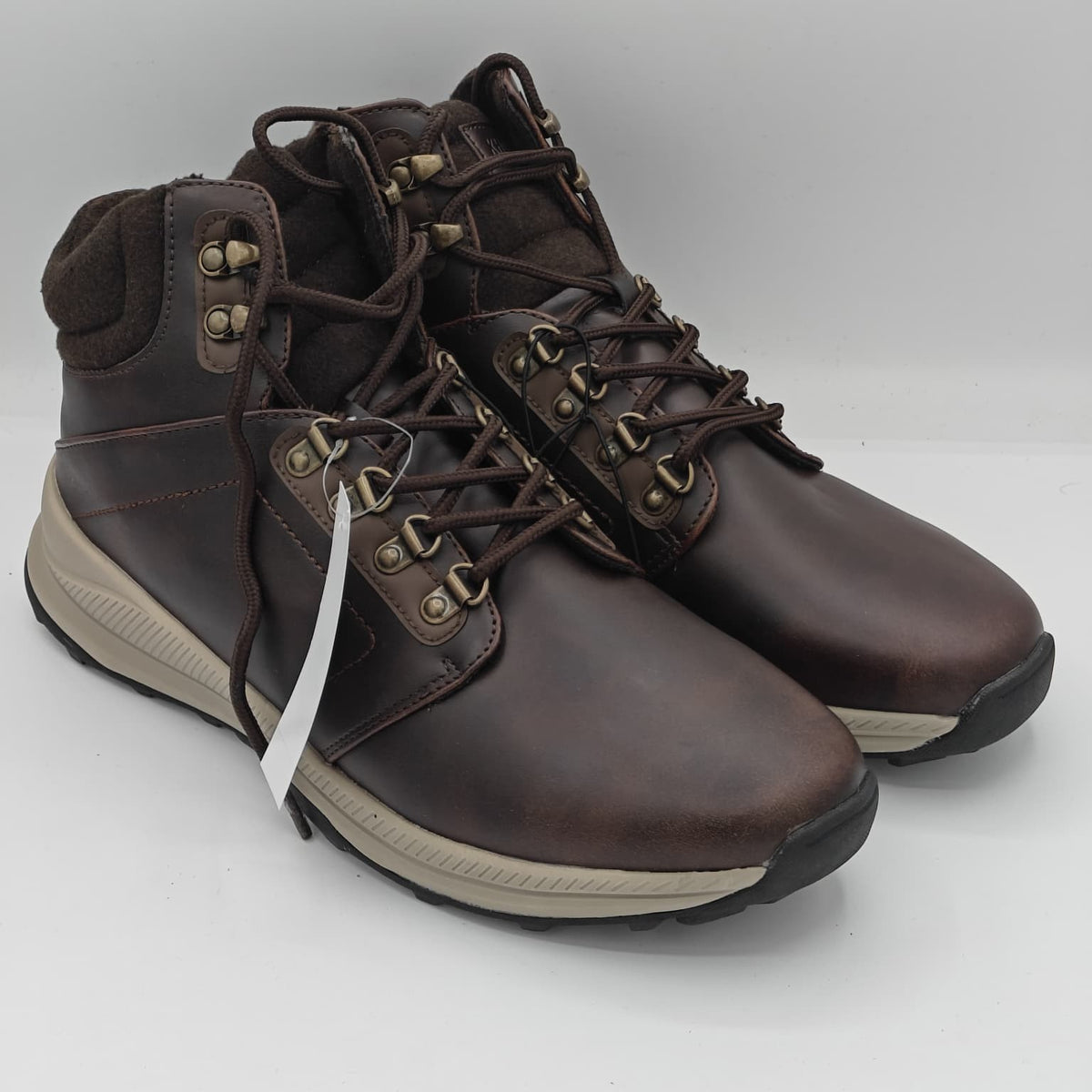 Khombu Men's Nick Outdoor Hiker Work Boots Brown Faux Leather Lace Up Trail 11