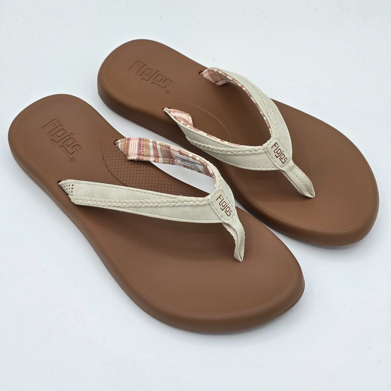 Flojos Flip Flops Women's Memory Foam Arch Support Sandals Black White Pick Size