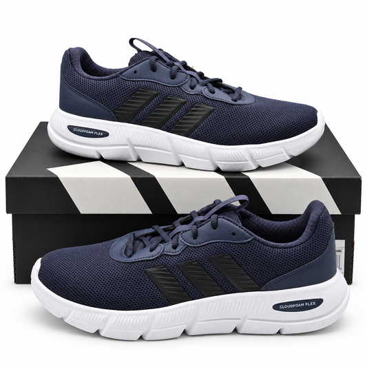 adidas Cloudfoam Flex Laces Mens Wide Navy Walking Sneakers HQ4853 Pick Size